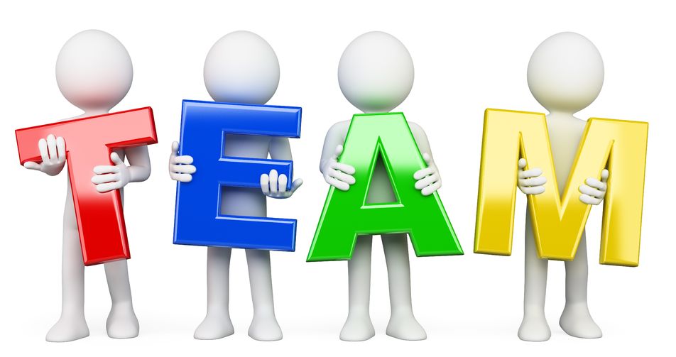 team gathering letters